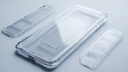 Fototapete - Transparent Phone Mockup Set with Clipping Path
