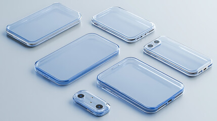 Fototapete - Transparent Phone Mockup Set with Clipping Path