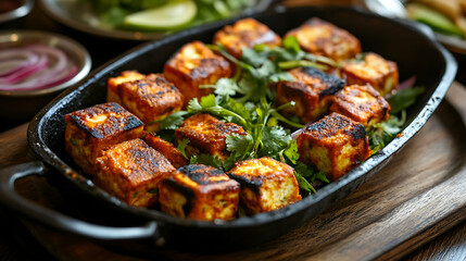 Poster - Selective focus of Indian food Paneer Roll or paneer kathi roll