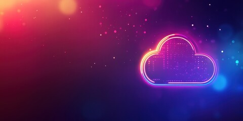 Poster - A vibrant digital illustration of a cloud symbol, representing cloud computing and data storage.