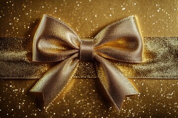 Poster - A golden bow against a shiny gold surface