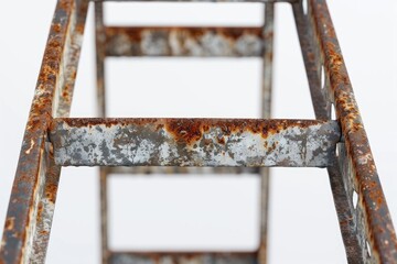 Poster - A detailed shot of a rusty metal ladder
