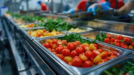 Poster - Colorful trays filled with various vegetables, ideal for food styling or marketing purposes