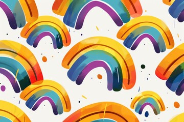 Poster - A collection of vibrant rainbows on a clean white background, great for adding color and positivity to your design