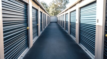 Poster - Rows of storage units with doors open, ideal for showcasing inventory or storing supplies