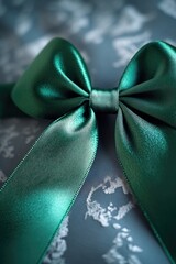 Poster - A close-up shot of a bright green bow sitting on a flat surface