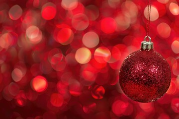 Aufkleber - A red Christmas ornament hangs from a string, perfect for holiday decorations