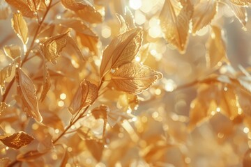 Poster - A close-up shot of a plant with water droplets glistening on its leaves and stems