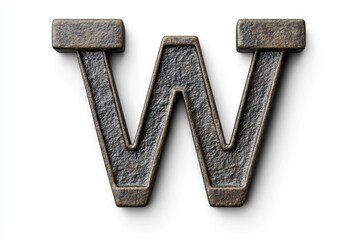 Poster - A detailed view of a metal letter W with intricate design and texture