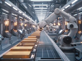 Poster - Advanced Robotic Arm Operates in High-Tech Manufacturing Facility for Precision Production of Goods and Streamlined Assembly Processes