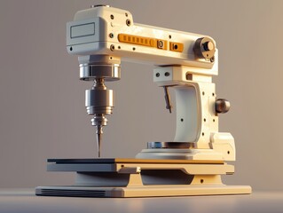Poster - Precision Tool: A Close-Up View of a Modern CNC Machine Showing Its Sleek Design and Intricate Mechanisms for High-Tech Manufacturing Applications