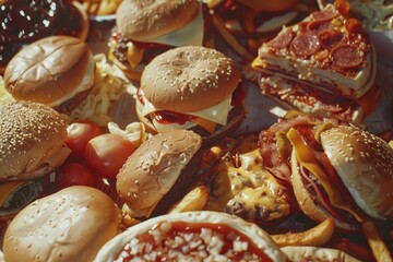 Poster - A variety of dishes and snacks laid out on a table