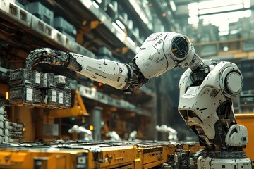 Poster - Advanced Industrial Robot Demonstrating Precision in Warehouse Automation with Cargo Handling and Efficient Manufacturing Operations