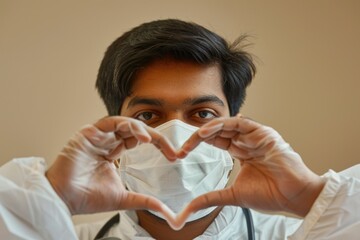 Poster - A doctor forming a heart shape with his hands, emphasizing the importance of care and compassion