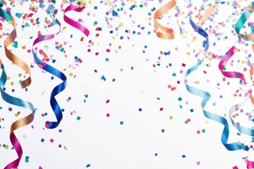 Poster - Confetti and streamers on a white background