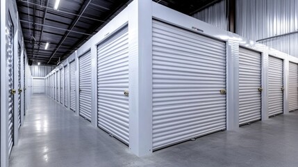 Poster - Rows of storage units inside a building, often used in warehouses and industrial settings