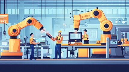 Poster - Modern Robotic Manufacturing Facility with Advanced Automation Technology Enhancing Productivity and Efficiency in Industrial Settings