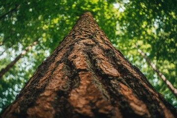 Poster - A single tree stands tall in the midst of a dense forest, perfect for use in outdoor and nature-themed designs