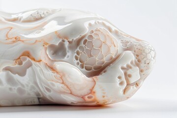 Poster - A detailed view of a marble object sitting on a white surface