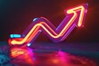 © Fotograf - A neon arrow pointing upward on a wet surface, ideal for use in futuristic or sci-fi designs