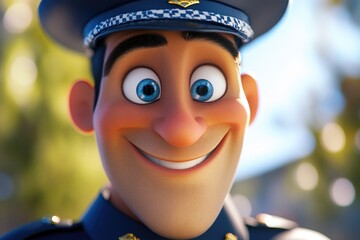 Poster - A close-up shot of a cartoon character wearing a uniform, ideal for use in children's media, educational materials or corporate communications