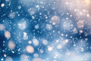 Aufkleber - A blurred image of snowflakes against a blue background