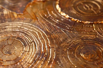 Aufkleber - A close-up view of a gold plate featuring circular patterns, suitable for use in editorial or commercial contexts