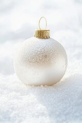 Poster - A delicate white ornament sits peacefully in the snow, surrounded by winter wonderland scenery