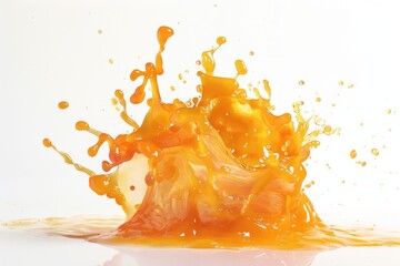Poster - Freshly squeezed orange juice splashed on a white surface