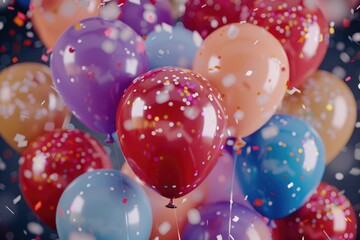 Aufkleber - Colorful balloons filled with confetti, ready for celebration or party decorations