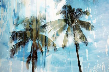Poster - Two palm trees standing together in a natural setting
