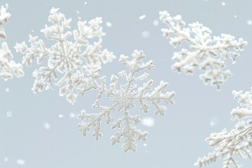 Poster - A single snowflake falling from the clear blue sky, great for winter or weather-themed images