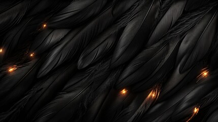 Poster - A detailed view of a bunch of black feathers