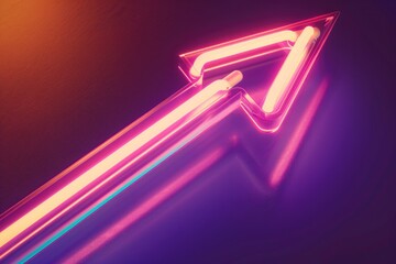 Poster - A bright neon arrow shining upwards into the clear night sky