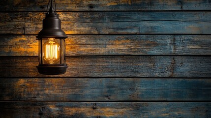 Poster - A warm glow on a wooden surface, ideal for decorating or highlighting a specific area