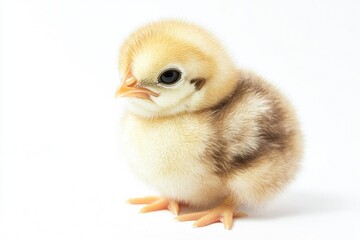 Poster - A small chicken sitting on a white surface, suitable for food or pet related uses