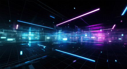 Aufkleber - Digital background perfect for tech processes, neural networks, artificial intelligence, data transfer and encryption, digital archives, sound and graphic presentations, science, education, etc.
