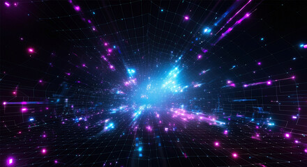 Aufkleber - Digital background perfect for tech processes, neural networks, artificial intelligence, data transfer and encryption, digital archives, sound and graphic presentations, science, education, etc.