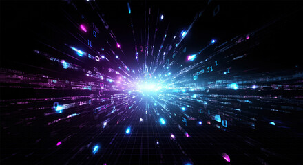 Aufkleber - Digital background perfect for tech processes, neural networks, artificial intelligence, data transfer and encryption, digital archives, sound and graphic presentations, science, education, etc.