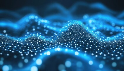 Poster - Abstract Blue Network with Glowing Nodes
