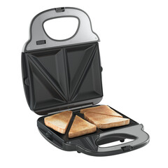 Poster - Sandwich maker with slices of fried bread, 3D rendering isolated on transparent background