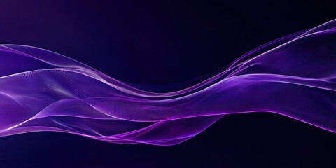Poster - Abstract Purple and White Wave Pattern on a Dark Background