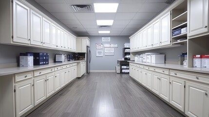 Leinwandbilder - a group of white cabinets
