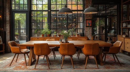 Leinwandbilder - a table with chairs around it