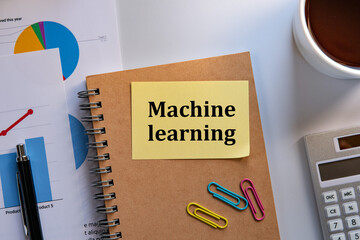 Poster - There is sticky note with the word Machine learning. It is as an eye-catching image.