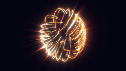Wall Mural - a golden, swirling form of light against a dark backdrop, evoking the essence of energy and motion i