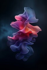 Poster - artistic interpretation of colorful abstract shape with flowing curves and gradients, evoking sense of movement and depth