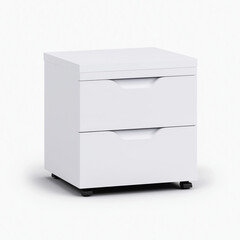 Wall Mural - Modern Minimalist Office Drawer Unit, White Finish, Clean Lines Isolated on White Background