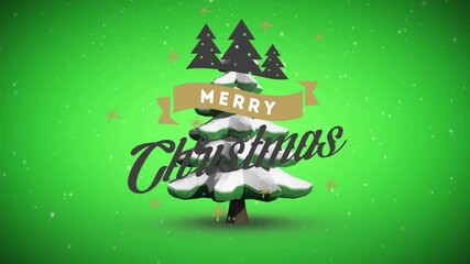 Wall Mural - Animation of merry christmas text over christmas tree