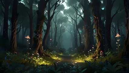 Wall Mural - fairy forest Generative A